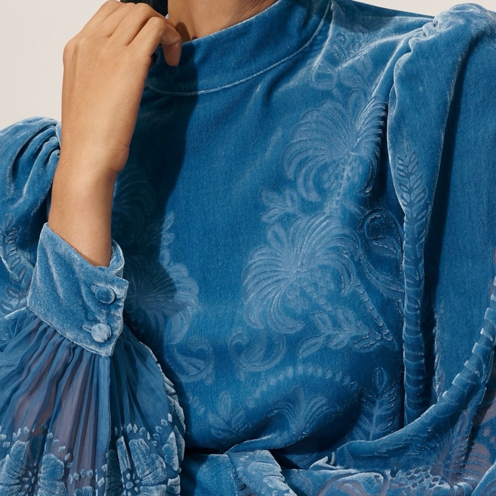 FARM Rio Blue Velvet Backless Dress - Picture 5 of 11